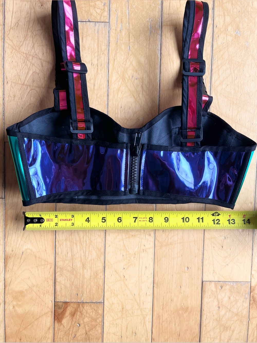 Club Exx Rainbow Holographic Patent Bustier Crop Top Size Small - Picture 7 of 7